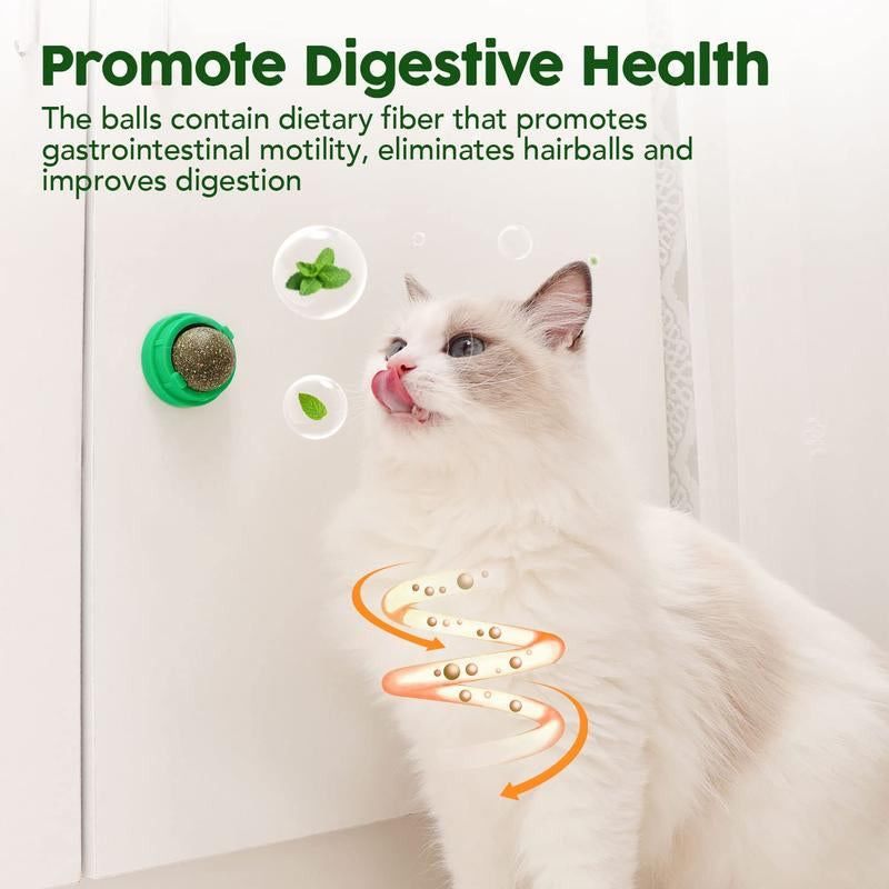 Potaroma Catnip Toys Balls 4 Pcs, Edible Kitten Silvervine Toys for Cats Lick, Healthy Kitty Teeth Cleaning Dental Chew Toys, Catnip Licking Balls for Cats
