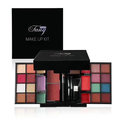 Makeup Kit with All Color Pack Value Set for Flawless Evening Look - Includes Eyeshadows, Blushes, Lipsticks & Essential Tools - Sleek Black Storage Case Makeup Bundle Box Evening Set Storage Cosmetic Lash and Lid Cleaning No Smudge Hydrating Eye Shadow