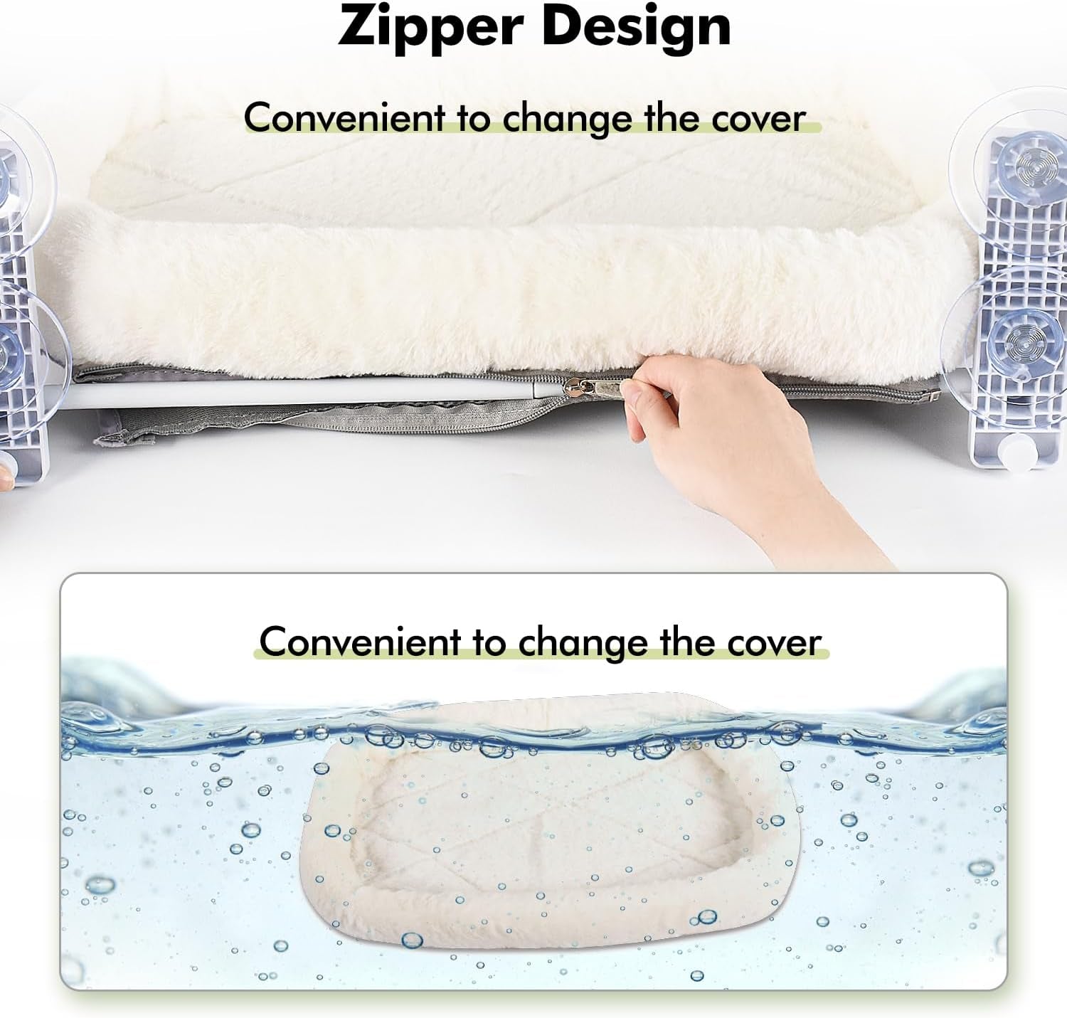 AMOSIJOY Cordless Cat Window Perch, Cat Hammock for Window with 4 Strong Suction Cups, Solid Metal Frame and Soft Cover, Foldable Cat Beds for Indoor Cats…