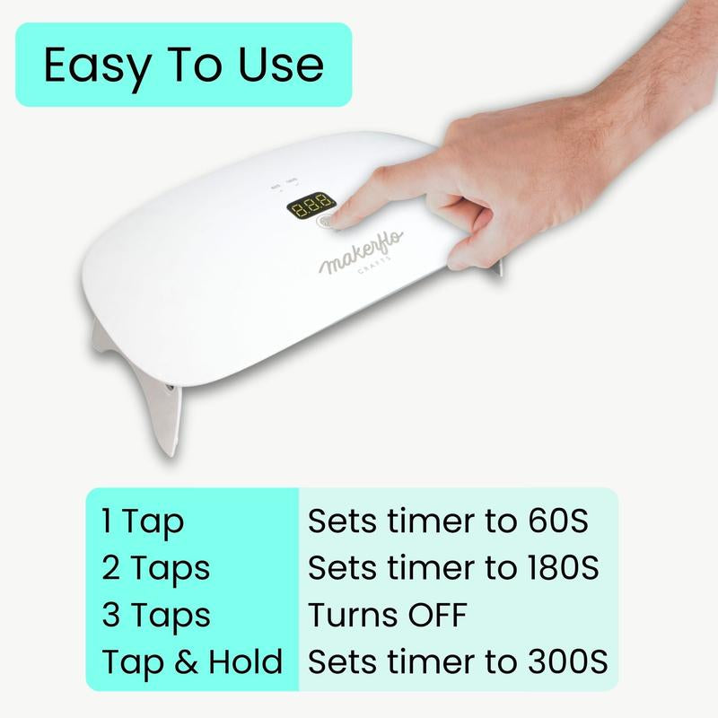 Makerflo UV Resin Lamp – 36W, 23 LED Bulbs, 365-405Nm Curing, USB-C Rechargeable, Wireless/Wired, 3 Timer Modes, Digital Display, Adjustable Legs – Perfect for Resin Crafts & Jewelry